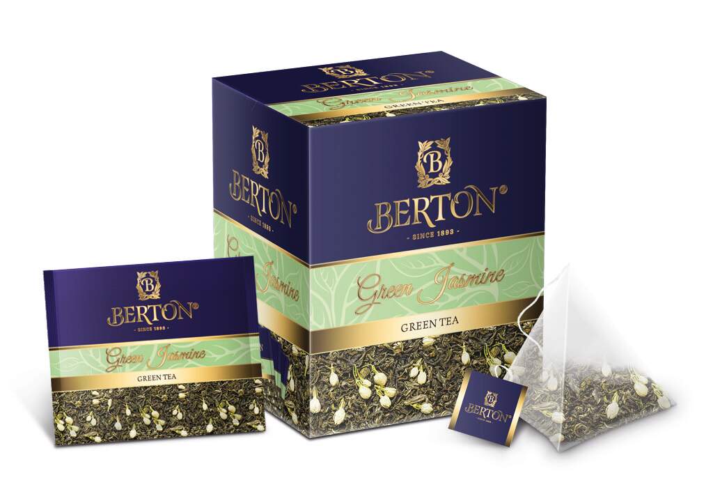 Чай листовой Berton Зелёный жасминовый (Green Jasmine) в пирамидках ...